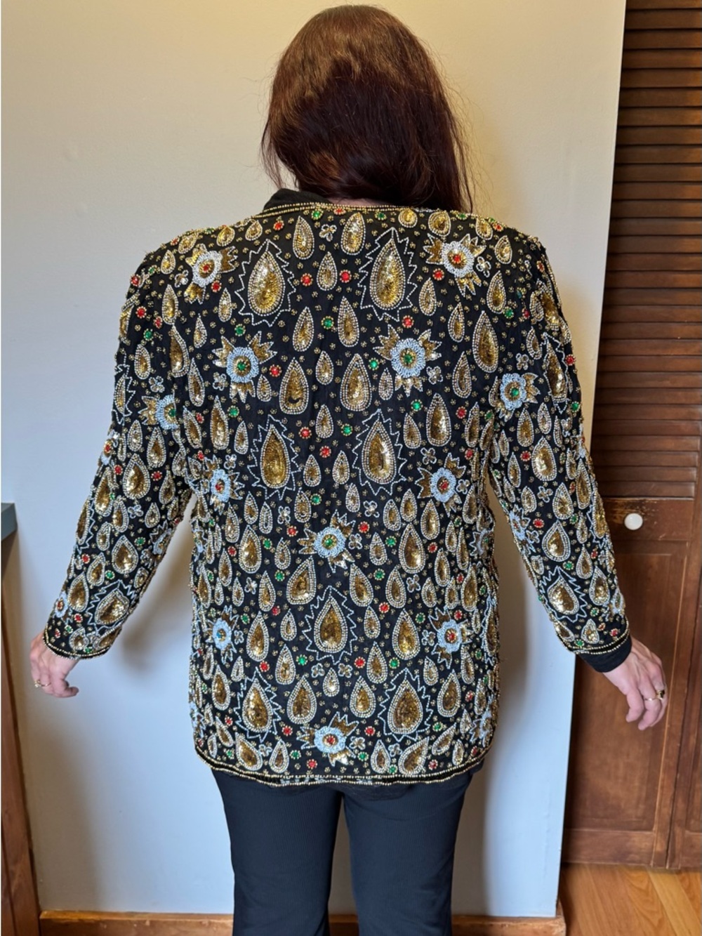 Embellished Black Sequin Paisley Jacket - Brand